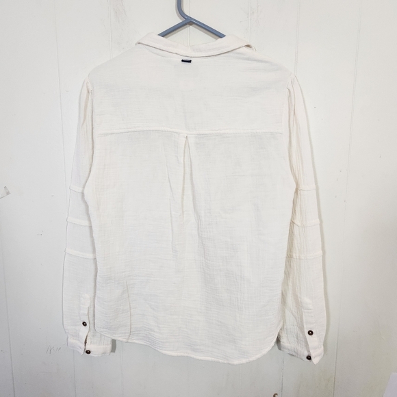 SuperDry Penny Collar Shirt Blouse in Oatmeal Size 10 Lightweight gauzy - Picture 4 of 16